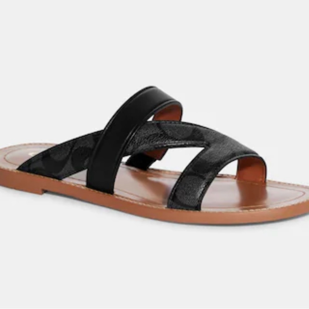 Coach  Harlan, Black and Brown Slide Sandals
New with box